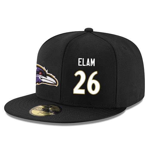 NFL Baltimore Ravens #26 Matt Elam Stitched Snapback Adjustable Player Hat - Black/White